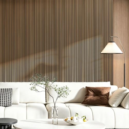 Image of Art3d 94.5 x 12.8 in Soundproof Wood Textured Wall Panel, 4-Pack, Rosewood