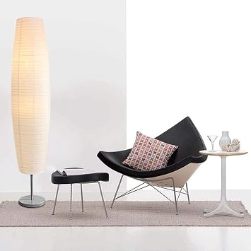 Rice Paper Lamp Shade Floor Lamp, Foot Switch Table Lamps for Living Study Light Eye Protection Reading Light Cocoon-Shaped Floor Lights Bedroom Bedside Lantern