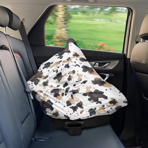 Image of Coldinair Brown Cow Print Baby Car Seat Cover,Soft Breathable Nursing Cover,Multi-use Baby Stroller and Carseat Cover,Breastfeeding Covers