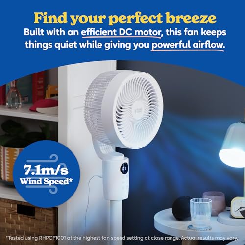 Russell Hobbs 3 in 1 Pedestal & Desktop Circulator Fan with 3 Modes & 16 Speed Settings, Adjustable Height, Oscillating, Electric Cooling, 1.8m Power Cord 9hr Timer Remote Control White RHPCF1001