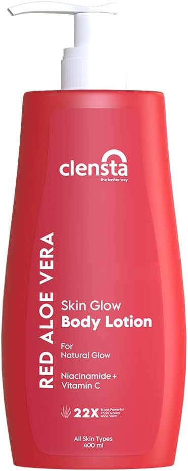 Red Aloe Vera Skin Glow Deep Moisture Body lotion For Women & Men | With 2% Niacinamide & Vitamin C For Skin Radiance and Deep Moisture | Daily Use | For All Skin Types | 400ml | NEW LAUNCH
