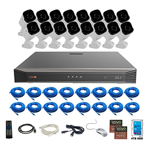 Revo America Ultra 16Ch. 4Tb Hdd 4K Ip Nvr Surveillance System - Fixed Lens 16 X 4Mp Audio Ip Bullet Cameras (Built-In-Mic) - Remote Access Via Smart Phone, Tablet, Pc & Mac #TOP6