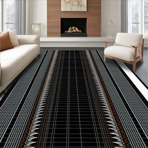 ODIKA Flatwoven High Traffic Area Rug 5x7, Stylish Black and