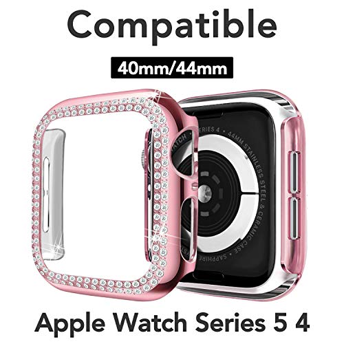 Yolovie Compatible for Apple Watch Case 40mm Series 6 SE Series 5 Series 4 iWatch Face Cover with Bling Crystal Diamonds Shiny Rhinestone Bumper Protective for Women(Double Diamonds - Image 3
