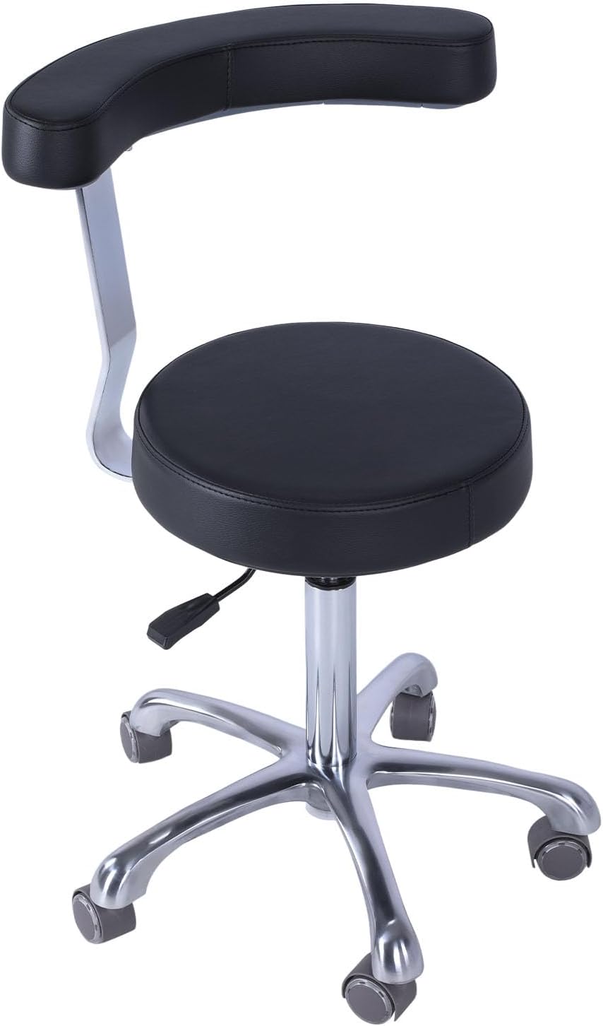 Medical Stool Height Adjustable Rolling Stool with Wheels and Backrest Heavy Duty Dentist Chair for Dental, Lab, Salon & Home