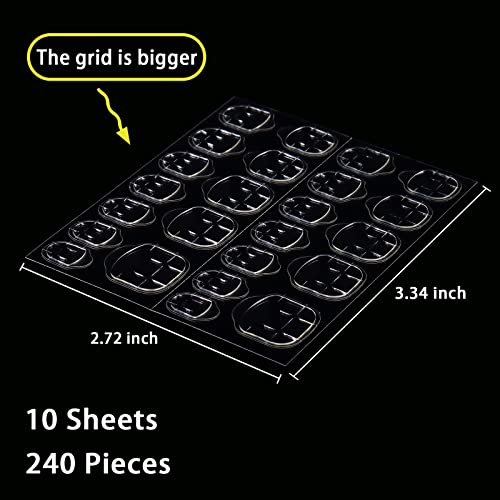 Laza Nail Adhesive Tabs, Enlarge Breathable Fake Nail Glue Stickers, 240 Pcs 10 Sheets Sticky Nail Tabs Glue, Double Sided Tips (Germany Jelly Gel) Flexible For Acrylic False Nails Tape - Plus Size #TOP4