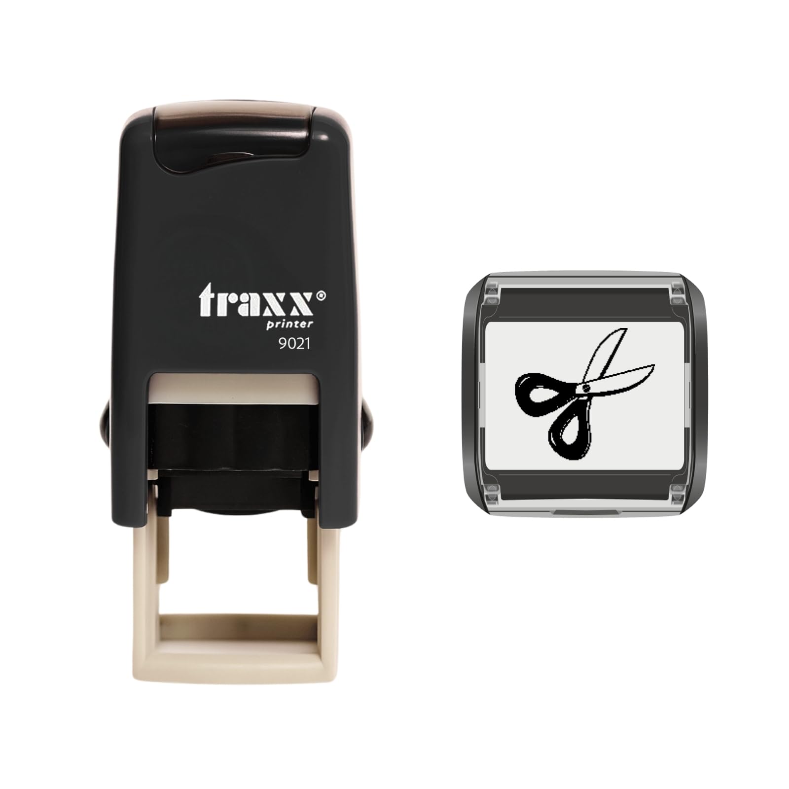 Traxx 9021 Loyalty Card Self Inking Rubber Stamp Salon Barbers *A Black Pair of Scissors Design for Hairdressers* — image 1