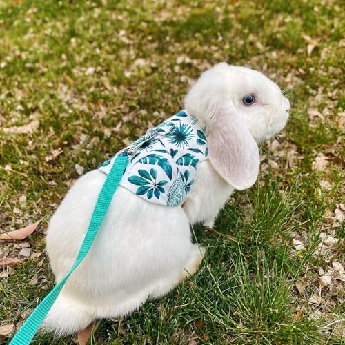 Image of Adjustable Rabbit Harness and Leash Set Lightweight Pet Harness Breathable Cute Rabbit Harness with Safety Buckles for Small Pets