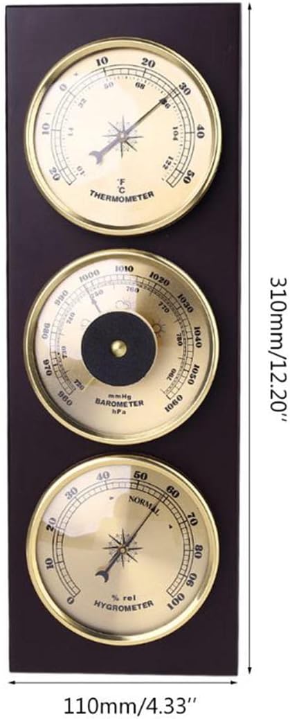 Home Weather Station Wall Mount Barometer, Thermometer, Hygrometer, Barometer, Weather Station, Indoor and Outdoor Barometer(Gold)