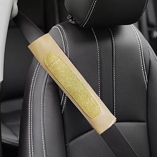 KaberTrade Kaber Trade 2 Piece Car Seat Belt Padded Leather Cover Case for All Cars - Beige in Beige