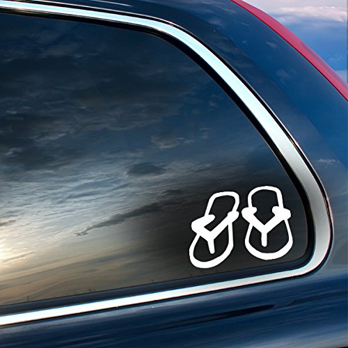 Flip Flops Cute Tropical Vacation Beach Vinyl Sticker - White - Car Bumper Window Sticker 3