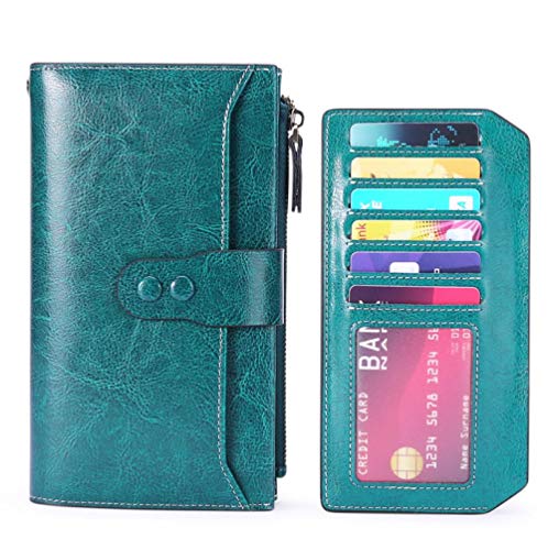 Portefeuille RFID long en cuir pour femme sécurisé contre le vol de données bancaires