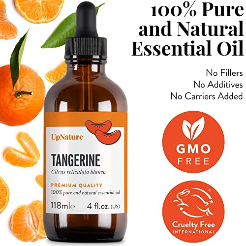 Lemon Essential Oil 4 Oz + Tangerine Essential Oil 4 Oz - Large Bottles With Dropper #TOP2