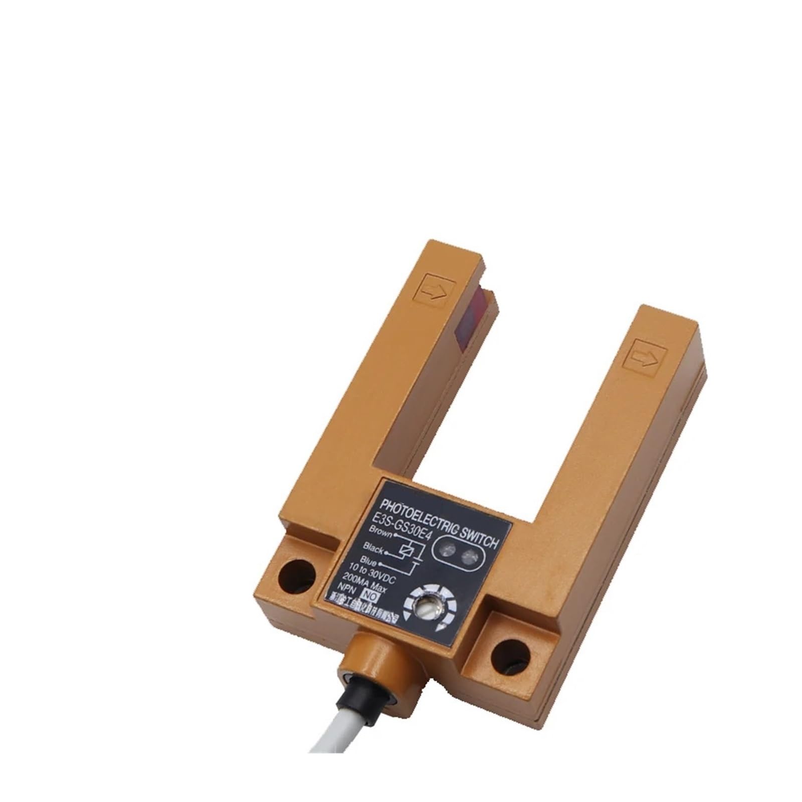 JJKKOZVQF E3S-GS30 3CM Sensing Distance Trough Infrared Induction Photoelectric Sensor Switch DC10-30V AC90-250V(DC Four wire NPN,Blue color)