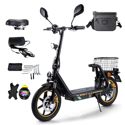 TWOFISH Patinete Electrico con Certificación EEC, Batería de 48 V y 13 Ah, Autonomía de 35 km, Neumáticos de 14 Pulgadas, 3 Modos de Velocidad, Carga de 120 kg (Negro)