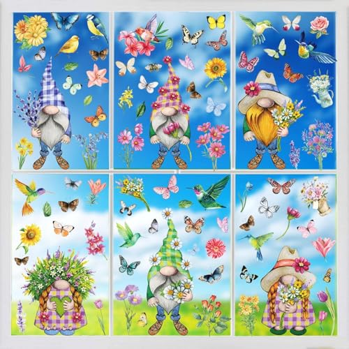 Pegatinas Ventanas Flores,Pegatinas de Ventana de Primavera,Vinilos Decorativos para Ventanas con Doble Cara Adhesión Estática, Pegatinas de Ventana