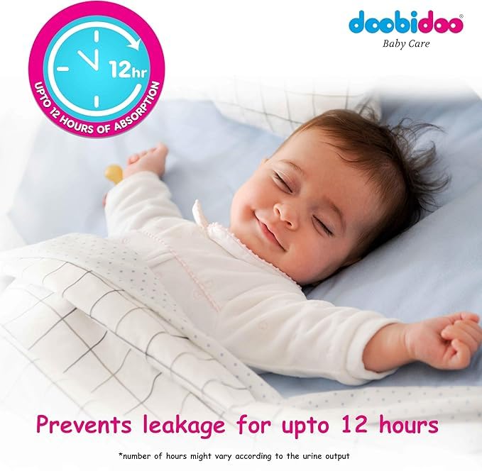 Image of Doobidoo Baby Diaper Pants - M Size | Cottony Bubble Topsheet, Anti-Leak Side Cuffs & Rash-Free Comfort | High Absorbency for Long-Lasting Dryness (7-12 kg) - Pack of 1 | 18 Count