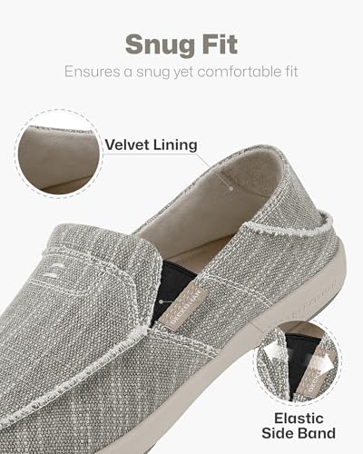 Mens Slip On Shoes, Canvas Loafers with Arch Support, Orthopedic Casual Sneakers for Plantar Fasciitis, Indoor & Outdoor Walking Slippers Shoes for Pain Relief (11.5, Grey)4