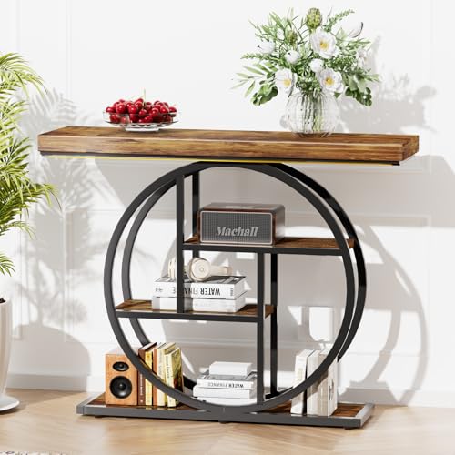 RANXFLOAT Console Tables for Entryway, 4-Tier Industrial Narrow Wood Sofa