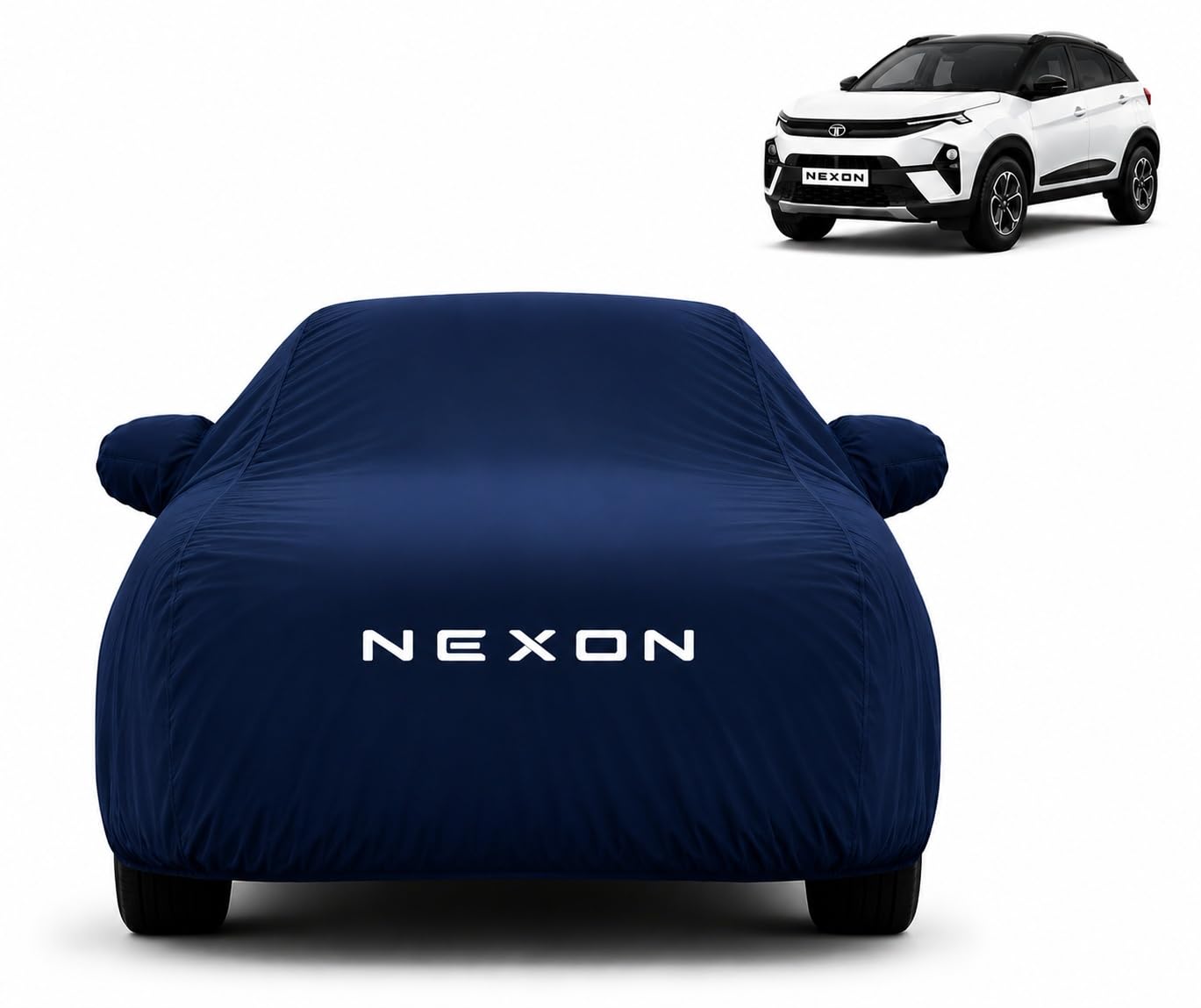 Premium Car Cover Compatible with Tata Nexon All Models Comes with All Weather Water-Resistant Body Car Cover | Light-Weight | Triple-Stitched | UV Protection | Dustproof & Heat-Resistant (Navy Blue)-image-19