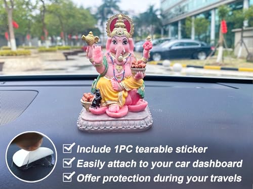 BangBangDa Ganesha para decoração de painel de carro - 10,4 cm H Estátua de ídolo do Deus Hindu do S