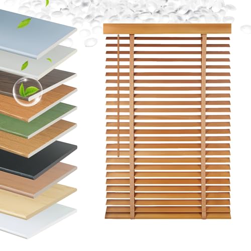 Faux Wood Blinds 2 Inch Cordless, Room Darkening Mini Venetian Horizontal Blinds & Shades for Indoor Windows, Office, Living Room, Bedroom, Multiple Colors