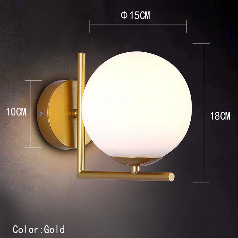 Lampade da Parete Moderne in Oro,Apparecchi di Illuminazione a Parete per Interni con Paralume in Vetro,Applique a LED,Lampada a Parete per Camera da Letto,Corridoio e Soggiorno(Stile A,Oro)