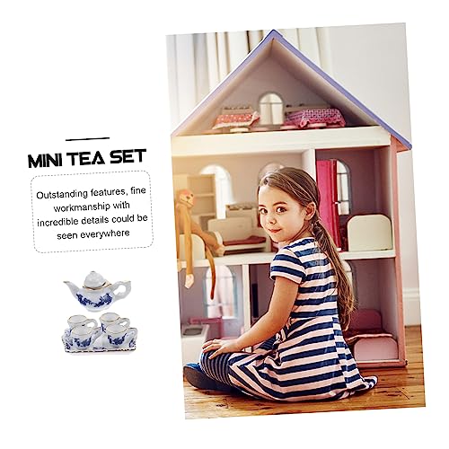 Hohopeti 1 Conjunto De Mini Jogo De Chá De Cerâmica Para Crianças Pratos De Jantar Mini Brinquedos P