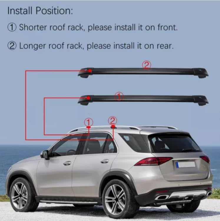 2pcs Crossbar Roof Rail Cross Bar fits for Toyota Land Cruiser LC300 J300 2021-2023(Black)