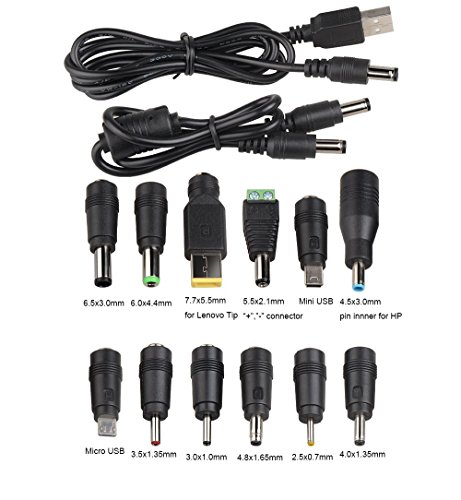 Onite DC Famale 5.5x2.1mm jack to 12 Plugs / Connectors with 2 Male