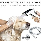 Packsfield Dog Shower Sprayer for Pet Bathing in Bath Tub - Stainless Steel Grooming Set - Easy Hose