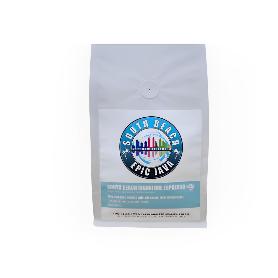 South Beach Epic JavaSignature Premium Gourmet Medium Roast | Whole Bean Coffee 100% Arabica | Ethically Sourced Blend from Brazil, PNG | 12 oz Rich & Velvety Ready to Grind