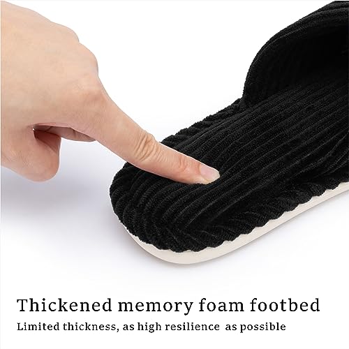 Image of Chantomoo Slippers for Women Memory Foam House Womens Slipper Slides Home Bedroom Bathroom Spa Open Toe Corduroy Bow Slippers Cozy Comfortable