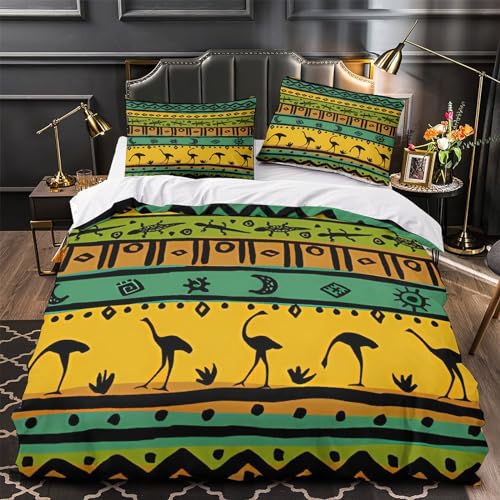 Parure de lit 3 pièces imprimé exotique avec housse de couette microfibre
