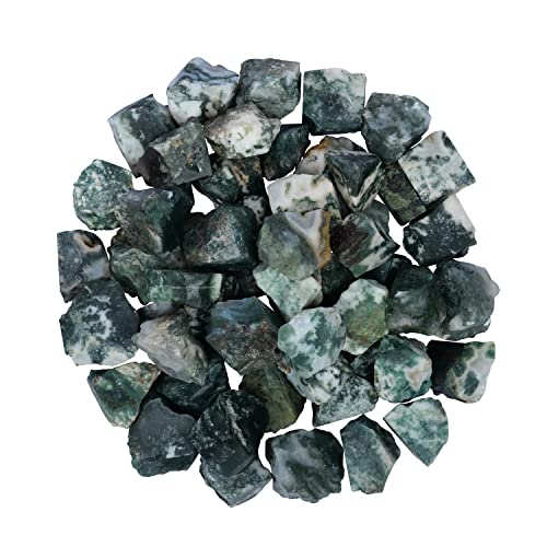 YATSKIA 1 Lb Moss Agate - Rocks for Tumbling - Raw Crystals Bulk - Gem Stones Rocks Crystals - Healing Crystal Rough Stone Fountain Rocks for Tumbling, Cabbing, Polishing, Wire Wrapping, Methaphysical