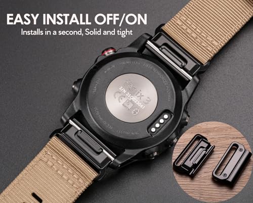 Image of HEMSUT Premium Nylon Watch Band for Garmin Quick Fit Watch - 20 /22 /26mm, Glossy Durable Non-Taper Strap with Tang Buckle Military Strap for Fenix Forerunner Approach MARQ Epix Tactix Quatix D2 Series