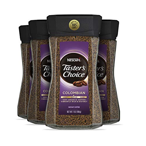 Nescafe Taster's Choice 100% Colombian Medium Roast Instant Coffee, 100% Colombian Medium Roast, 7 oz (Pack of 4)