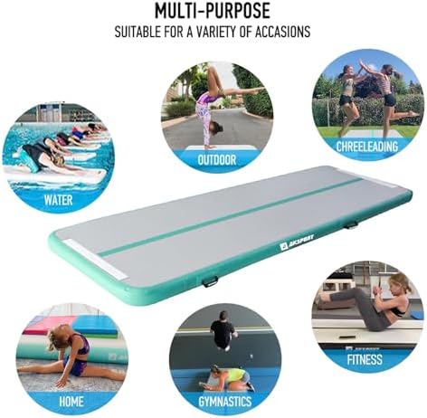 AKSPORT Air Mat Tumble Track Gymnastis Tumbling Mat Inflatable Mats With Electric Air Pump for Home Use/Tumble/Gym/Training/Cheerleading/Parkour/Beach/Park/Water(Mint Green, 13.12ft) - 5