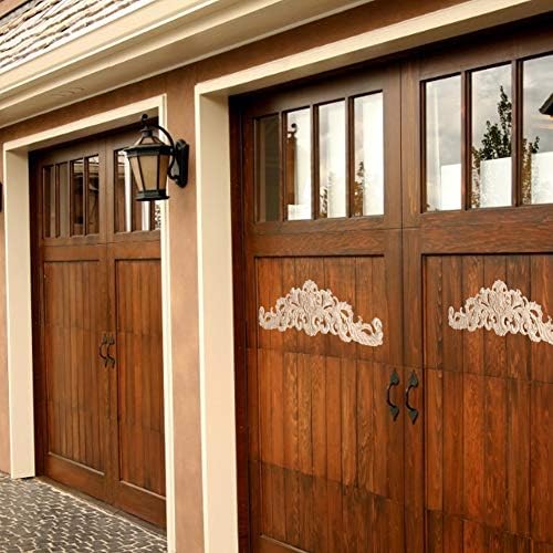 Wood Carved Long Onlay Furniture Decor Wood Carving Decal Wood Carved Flower Sticker Decorative Mouldings Unpainted Home Frame Corner Applique Furniture Home Door Decor DIY European Style