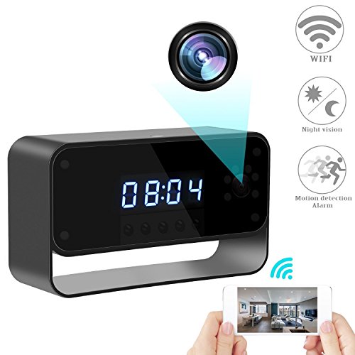 RZATU - Hidden Camera Alarm Clock - Spy Camera Wireless - Nanny Camera WiFi - Mini Home Security Monitoring Cam with Cell Phone iPhone Android App - 1080P HD - Night Vision Motion Detection