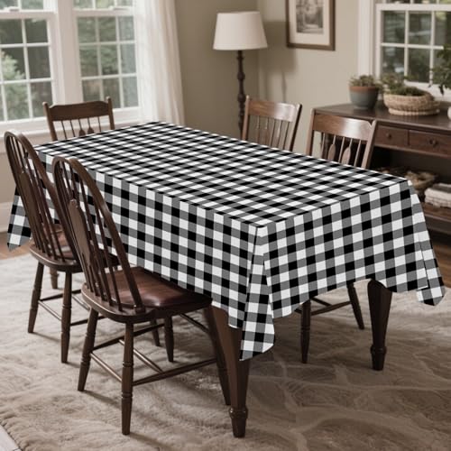CXPSINC 54 Inch X 300 Feet Plastic Table Cover Roll Disposable Tablecloth with Slide Cutter for All Type/Shape Tables | Party, Banquet, Birthdays, Weddings(Black Checkered, 300 Feet) by CXPSINC - Image 6