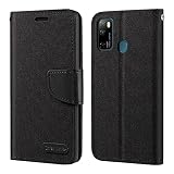 Custodia Flip in Tessuto Oxford e Pelle PU Compatibile con Ulefone Note 9P, Cover Protettiva con Chiusura Magnetica e Tasche per Carte (Nero)