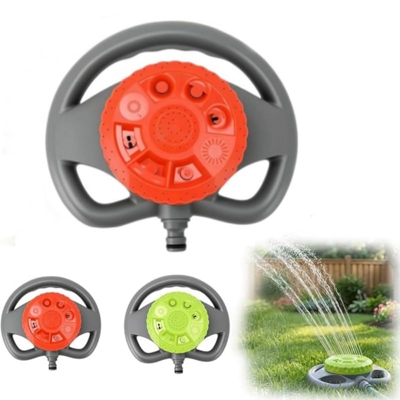 360° Rotating Water Sprinkler, Upgraded 8-Pattern Adjustable Garden Sprinkler for Lawn,Multi-Function Irrigation Sprinkler for Backyard,Grass Irrigation,Garden Watering (Red)