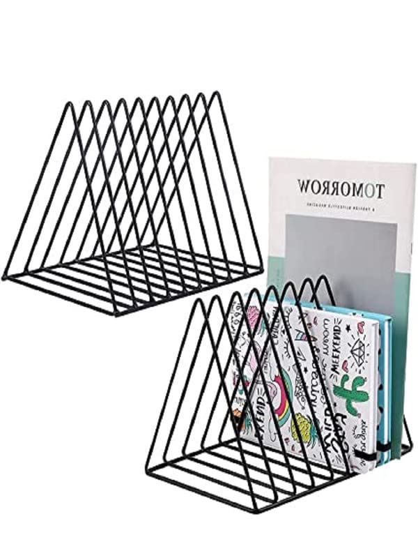 Iron Triangle Slot Magazine Stand - File Rack Desktop Book Organizer, Table book stand for Office - Magazine Files Stand, File Organiser, Tiered Shelf, 25.4 x 20.3 x 15.2 CM