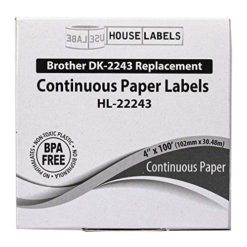 Houselabels Compatible With Dk-2243 Replacement Roll For Brother Ql Label Printers; Continuous Length Labels; 4" X 100 Feet (102Mm*30.48M) - 15 Rolls #TOP5
