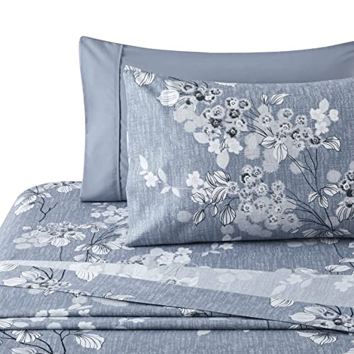 Marina Decoration Ultra Soft Silky Zipper Rich Printed Rayon From Bamboo All Season 3 Pieces Duvet Cover Set With 2 Pillowcases, Romantic Inkwash Floral Pattern Queen Size #TOP2