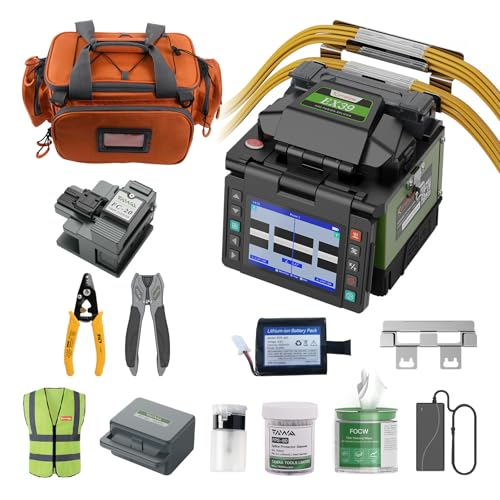 Komshine Optical Fusion Splicer EX39 FTTH Mini Fiber Fusion Splicer Machine Kit 8s Fast Splicing Fast-Heating 18s with Fiber Cleaver FC-20 Welding Machine Empalmador De Fibra óptica