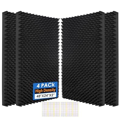 4 Pack-48X24X2 Inches Acoustic Panels, Egg Crate Foam soundproof wall Panels,Sound Proof Foam Panels for Walls, Noise dampening Panels,Sound Panels, Studio Foam for Wall and Ceiling