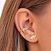 Cute Bee Ear Cuff Wrap Earrings S925 Sterling Silver for Women Minimalist No Piercing Fake Helix Cartilage Cuffs Earring Huggie Hoops Studs Fashion Jewelry Sensitive Ears (Gold)