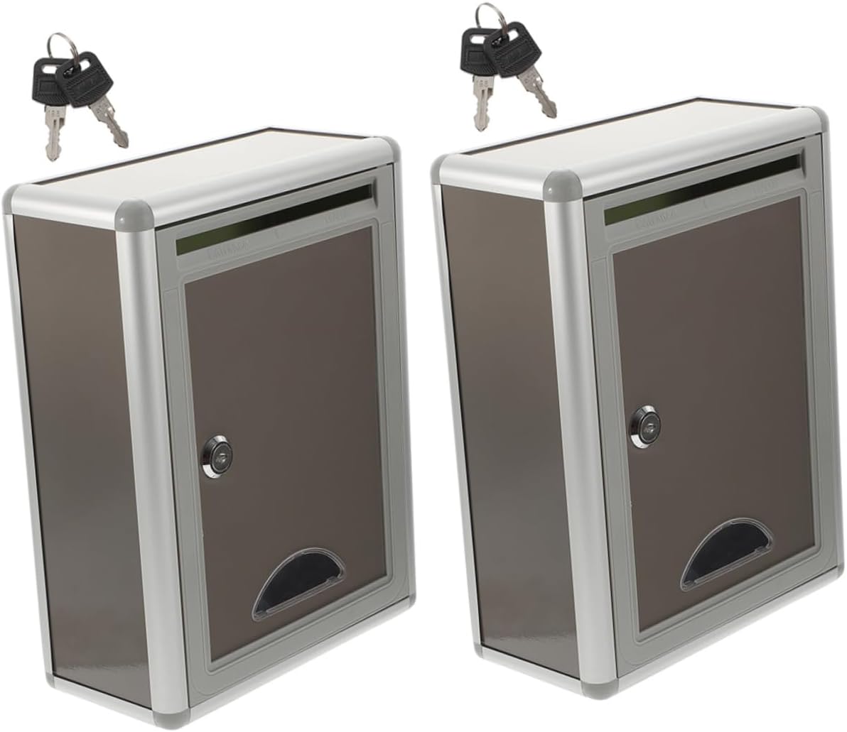 2 pcs Metal Wall Mailbox with Lock Wall Mount Mail Box for Home Office Community Suggestion Box Capacity for Letters Documents Newspapers Practical and Secure Mail Container